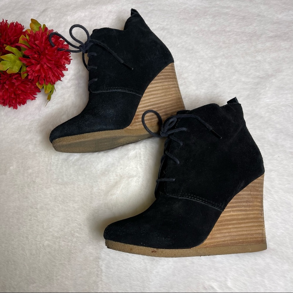 Wedged Black Booties